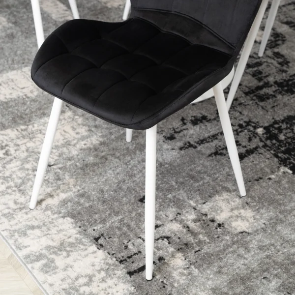 product-2929-4 Scaun LUCKY negru cu picioare albe din velur