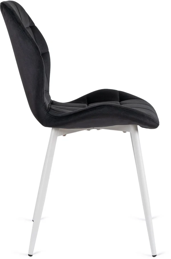 product-2929-6 Scaun LUCKY negru cu picioare albe din velur