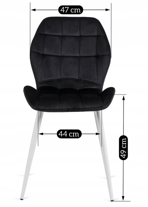 product-2929-8 Scaun LUCKY negru cu picioare albe din velur