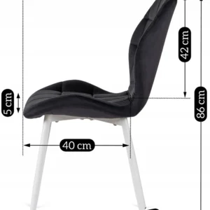 product-2929-9 Scaun LUCKY negru cu picioare albe din velur