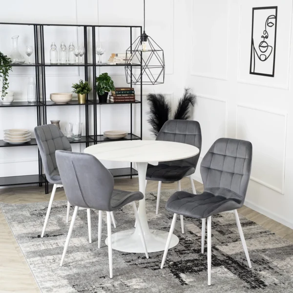 product-2930-0-1 Scaun LUCKY Gri cu picioare din catifea albă — MOBILA
