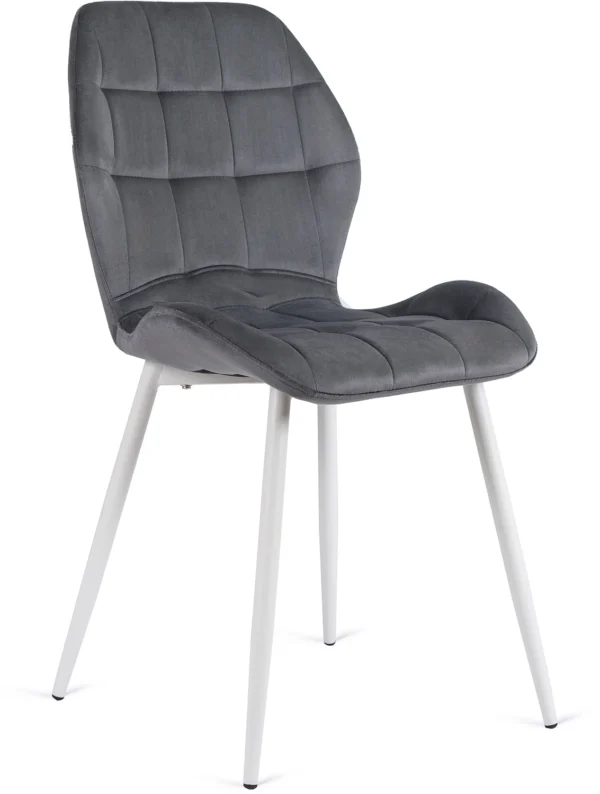 product-2930-0 Scaun LUCKY Gri cu picioare din catifea albă — MOBILA
