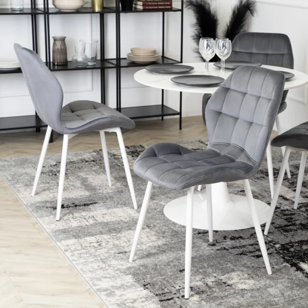 product-2930-1 Scaun LUCKY Gri cu picioare din catifea albă — MOBILA