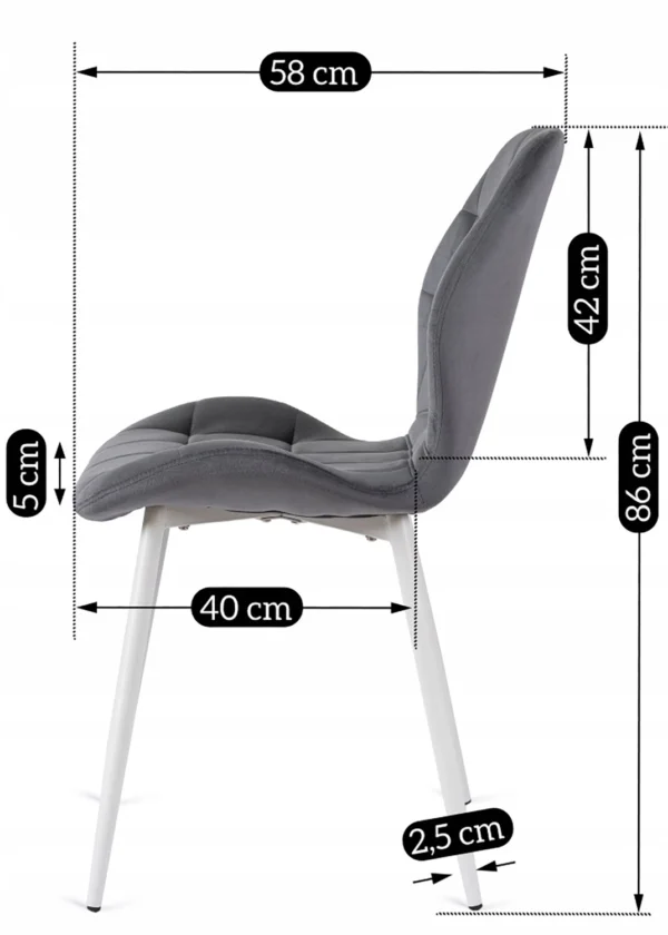 product-2930-8 Scaun LUCKY Gri cu picioare din catifea albă — MOBILA