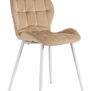 Scaun LUCKY bej cu picioare albe din velur