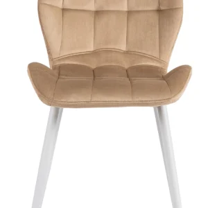 Scaun LUCKY bej cu picioare albe din velur