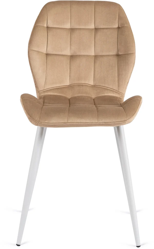 Scaun LUCKY bej cu picioare albe din velur