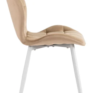 Scaun LUCKY bej cu picioare albe din velur