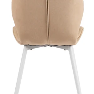 Scaun LUCKY bej cu picioare albe din velur