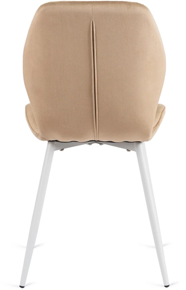 Scaun LUCKY bej cu picioare albe din velur