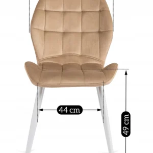 Scaun LUCKY bej cu picioare albe din velur