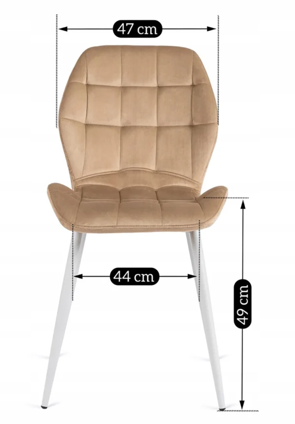 Scaun LUCKY bej cu picioare albe din velur