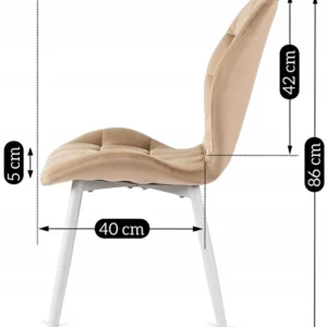 Scaun LUCKY bej cu picioare albe din velur