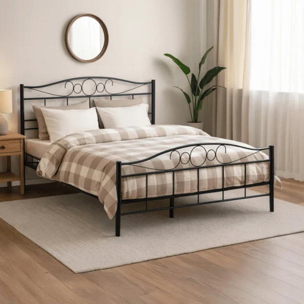 Pat metalic GRIFFIN 160x200 Negru