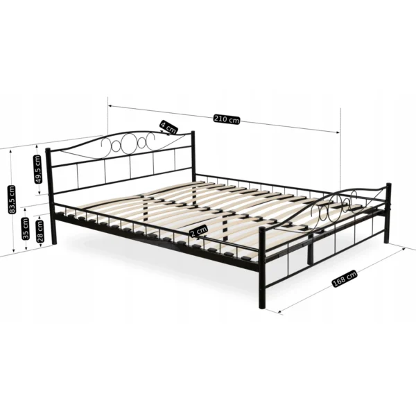 Pat metalic GRIFFIN 160x200 Negru