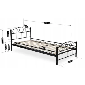 Pat metalic GRIFFIN 90x200 Negru