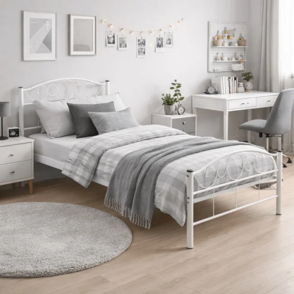 Pat metalic GRIFFIN 90x200 Alb + Saltea 90X200