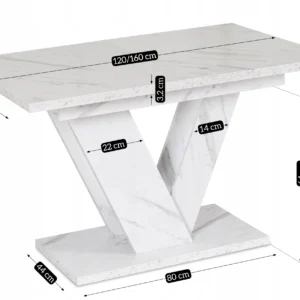product-2944-6 CLARK Masă pliantă 120-160 cm Marmură albă — Mese