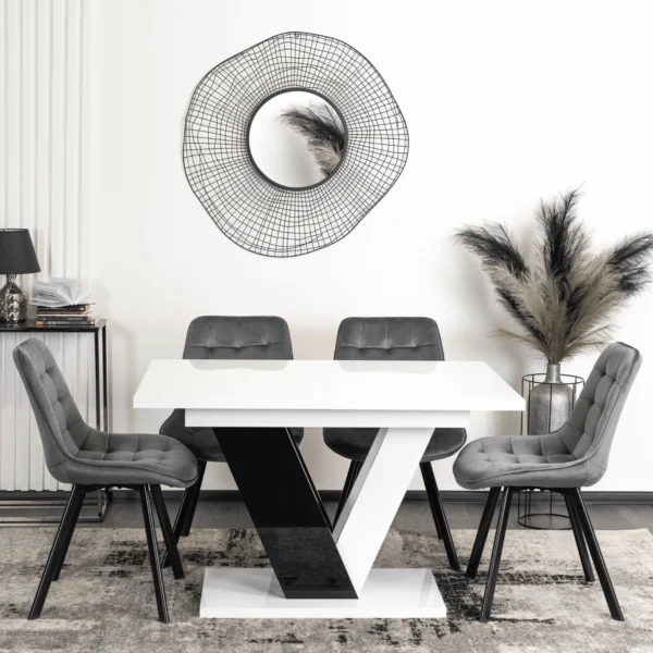 product-2945-0-1 Masă pliabilă CLARK 120-160 cm alb/negru lucios — Mese