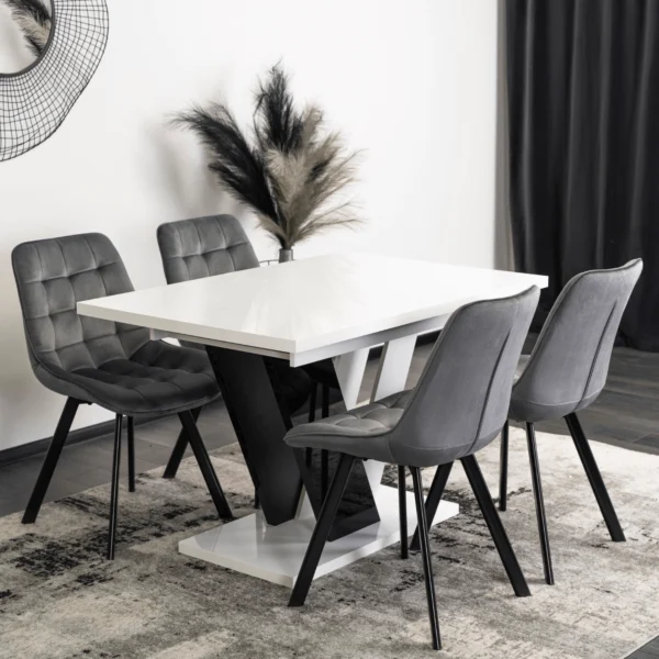 product-2945-2 Masă pliabilă CLARK 120-160 cm alb/negru lucios — Mese
