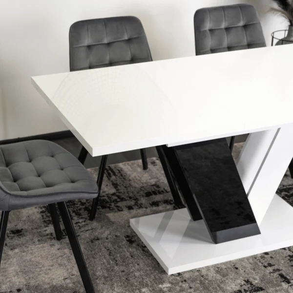 product-2945-3 Masă pliabilă CLARK 120-160 cm alb/negru lucios — Mese