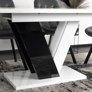 product-2945-4 Masă pliabilă CLARK 120-160 cm alb/negru lucios — Mese