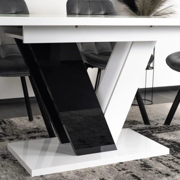 product-2945-4 Masă pliabilă CLARK 120-160 cm alb/negru lucios — Mese