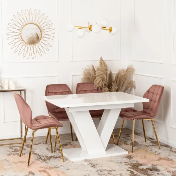product-2946-2 CLARK Masă extensibilă 120-160 cm Alb lucios — Mese