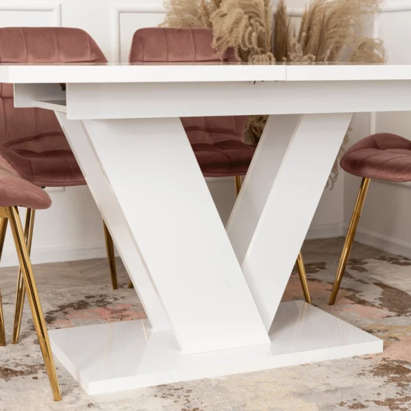 product-2946-4 CLARK Masă extensibilă 120-160 cm Alb lucios — Mese
