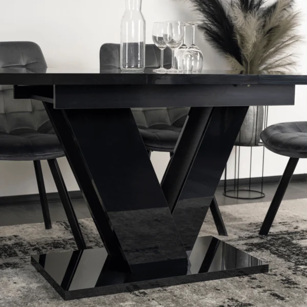 CLARK Masă extensibilă 120-160 cm Negru lucios — Mese