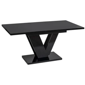 CLARK Masă extensibilă 120-160 cm Negru lucios — Mese
