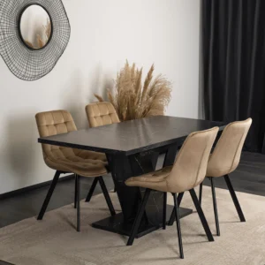 product-2948-1 CLARK Masă extensibilă 120-160 cm Marmură neagră — Mese