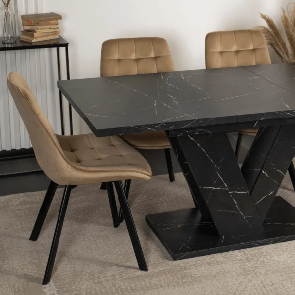 product-2948-2 CLARK Masă extensibilă 120-160 cm Marmură neagră — Mese