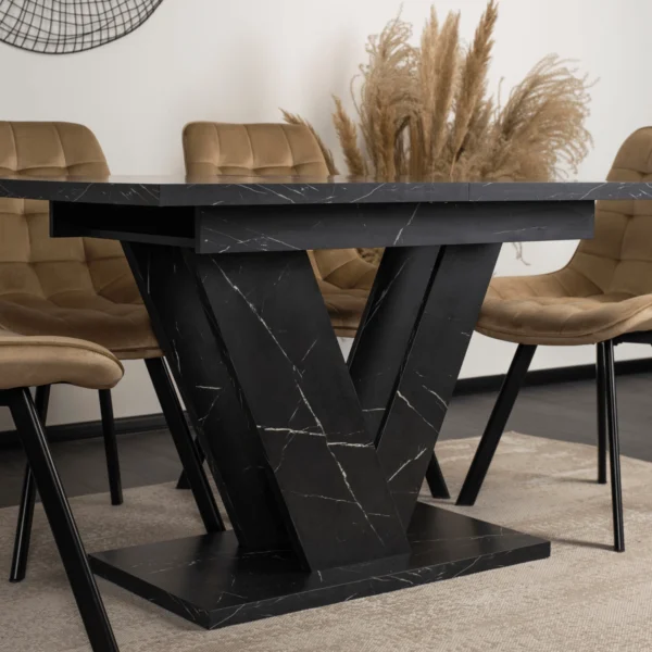 product-2948-3 CLARK Masă extensibilă 120-160 cm Marmură neagră — Mese
