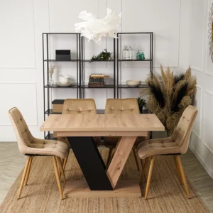 product-2949-0-1 CLARK Masă extensibilă 120-160 cm Stejar Artisan/Negru — Mese