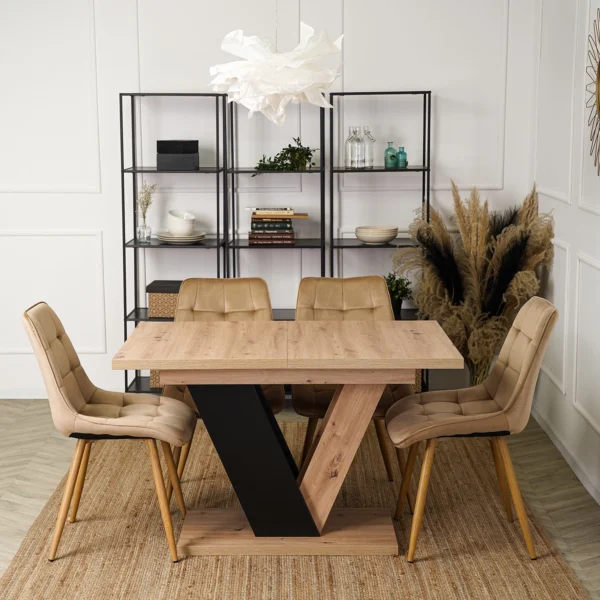 product-2949-0-1 CLARK Masă extensibilă 120-160 cm Stejar Artisan/Negru — Mese