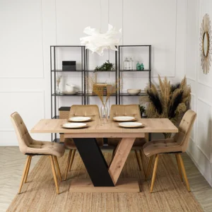 product-2949-1 CLARK Masă extensibilă 120-160 cm Stejar Artisan/Negru — Mese