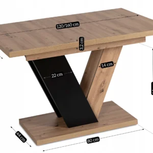 product-2949-8 CLARK Masă extensibilă 120-160 cm Stejar Artisan/Negru — Mese