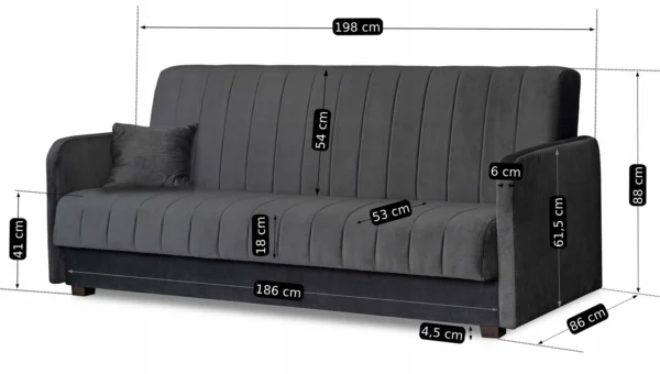 product-2951-3 PORTO Canapea pliabilă gri — Canapele și sofale