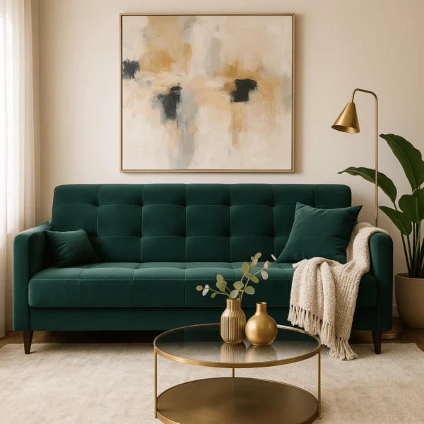 Canapea extensibilă TIVOLI din catifea verde
