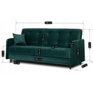 Canapea extensibilă TIVOLI din catifea verde