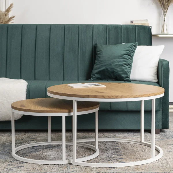 Set de masă DANIELLE MAX Stejar natural/Alb