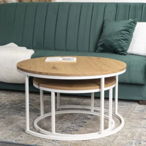 Set de masă DANIELLE MAX Stejar natural/Alb