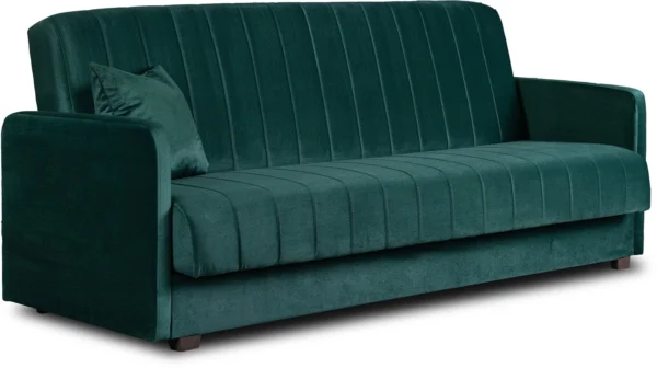 PORTO Canapea Canapea pliabilă Velur verde — Canapele și sofale