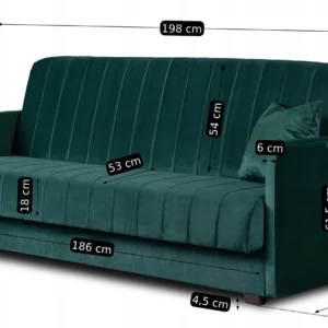 PORTO Canapea Canapea pliabilă Velur verde — Canapele și sofale