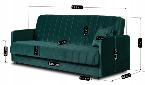 PORTO Canapea Canapea pliabilă Velur verde — Canapele și sofale