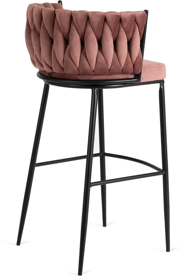 Scaun de bar FLORES din velur roz