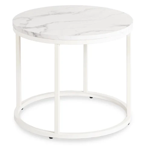 Măsuță auxiliară AGNES din marmură albă