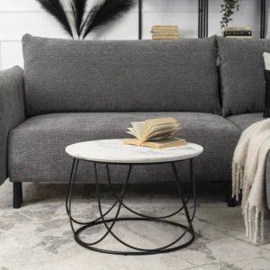 Masă KATE Marmură albă/Negru