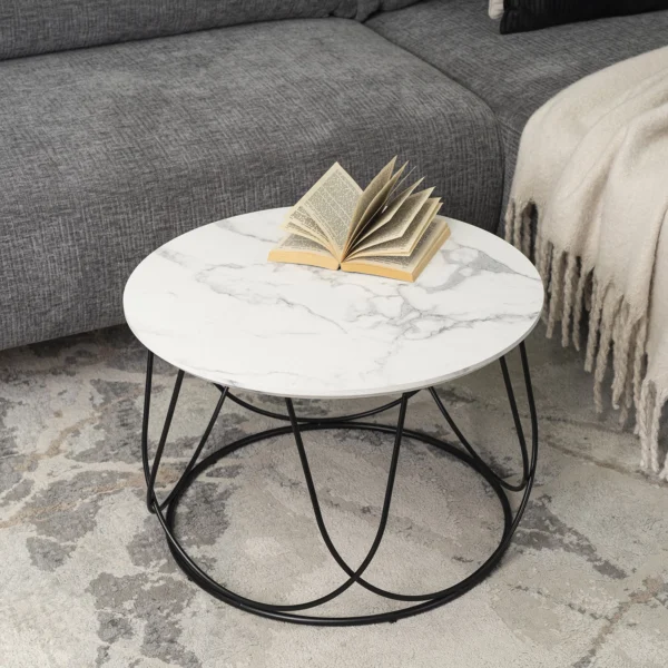 Masă KATE Marmură albă/Negru